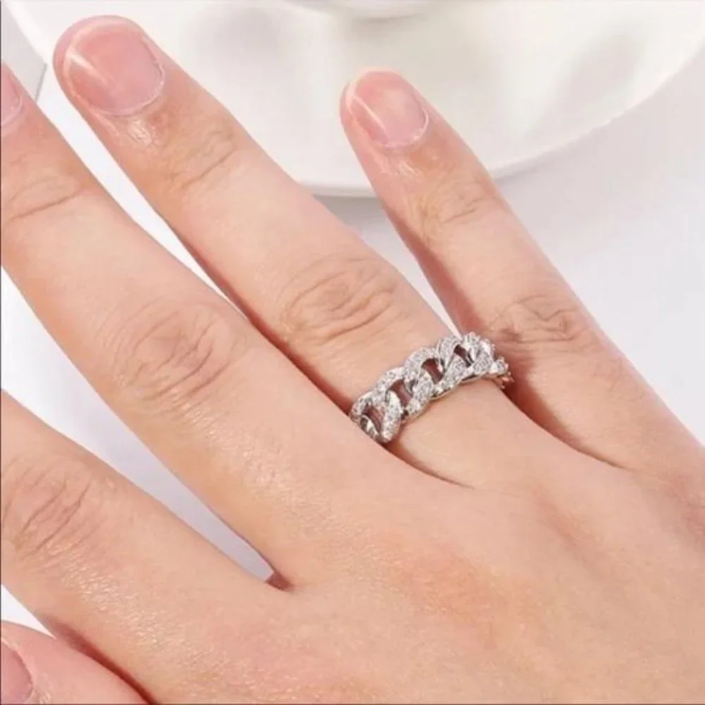 DIAMOND 925 STERLING SILVER ETERNITY RING - Picture 3 of 3